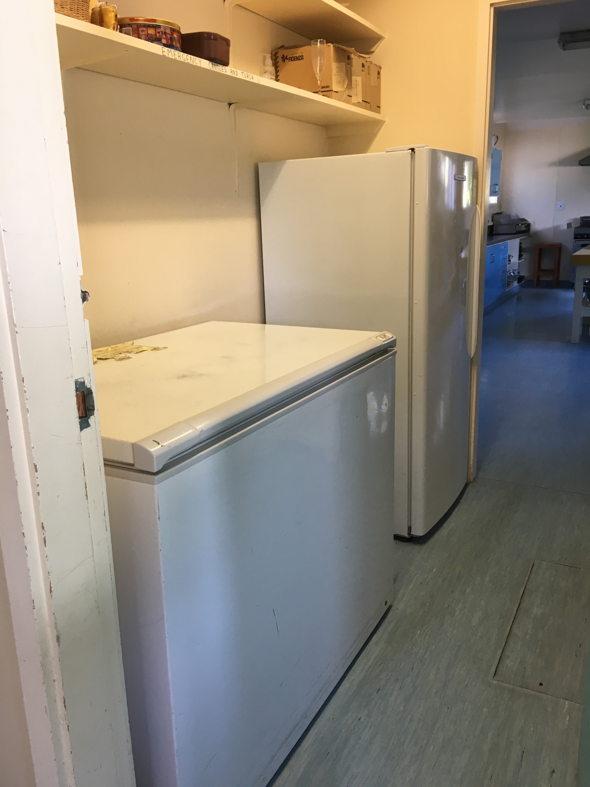 Chest freezer and upright freezer in the pantry
