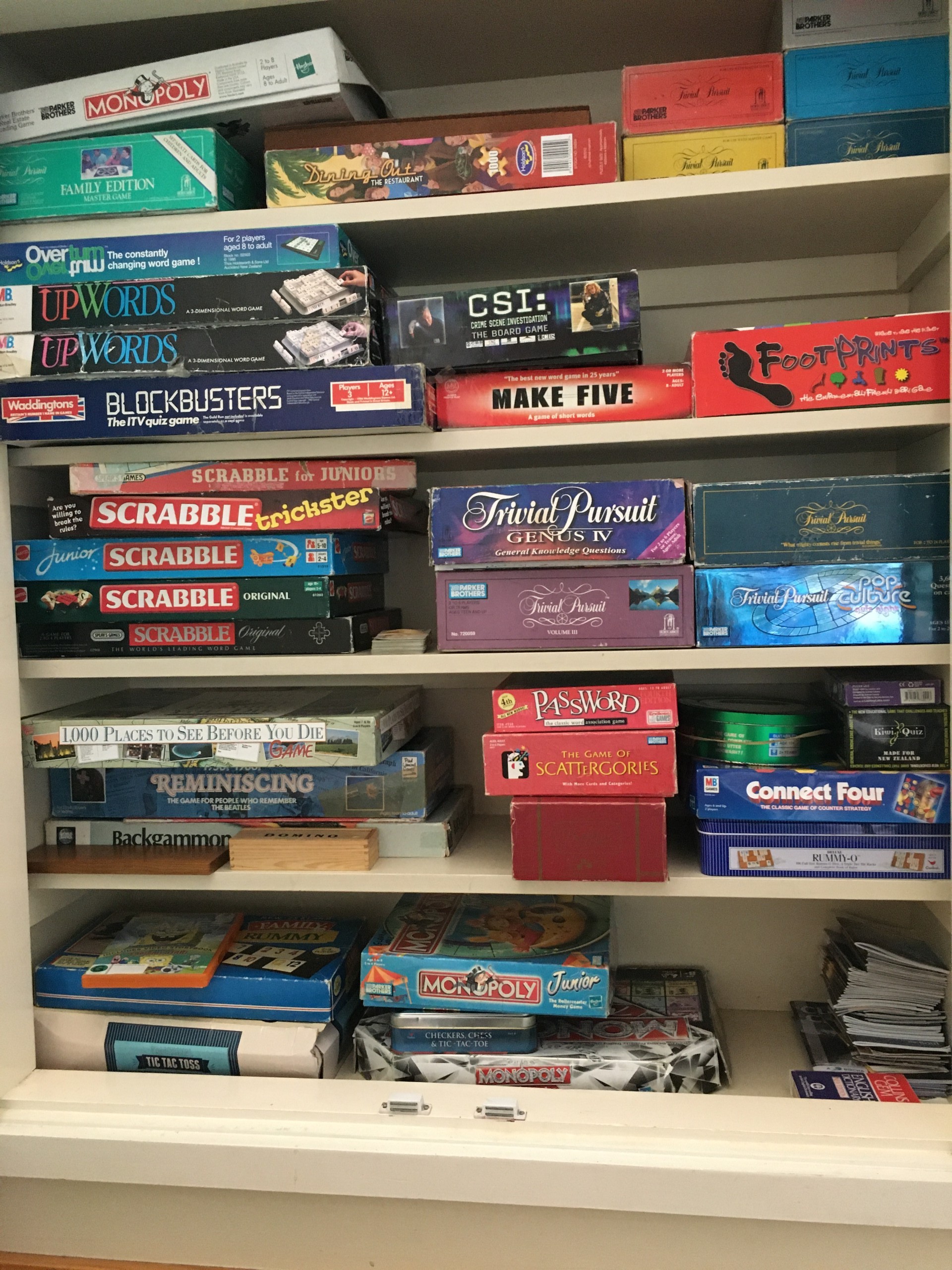 Plenty of board games available for wet day entertainment